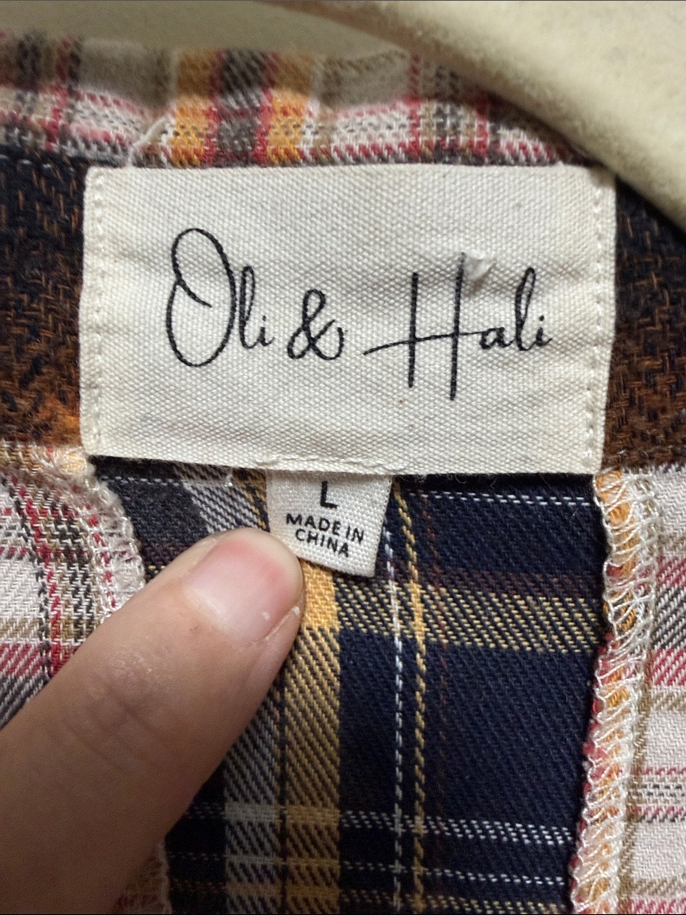 Oli & Hali Orange and Black Distressed Plaid Snap-Down Shirt - Picture 2 of 8